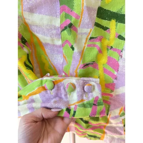 Colin LoCascio Anthropologie 100% Linen Jesse Abstract Blazer S - Picture 6 of 9